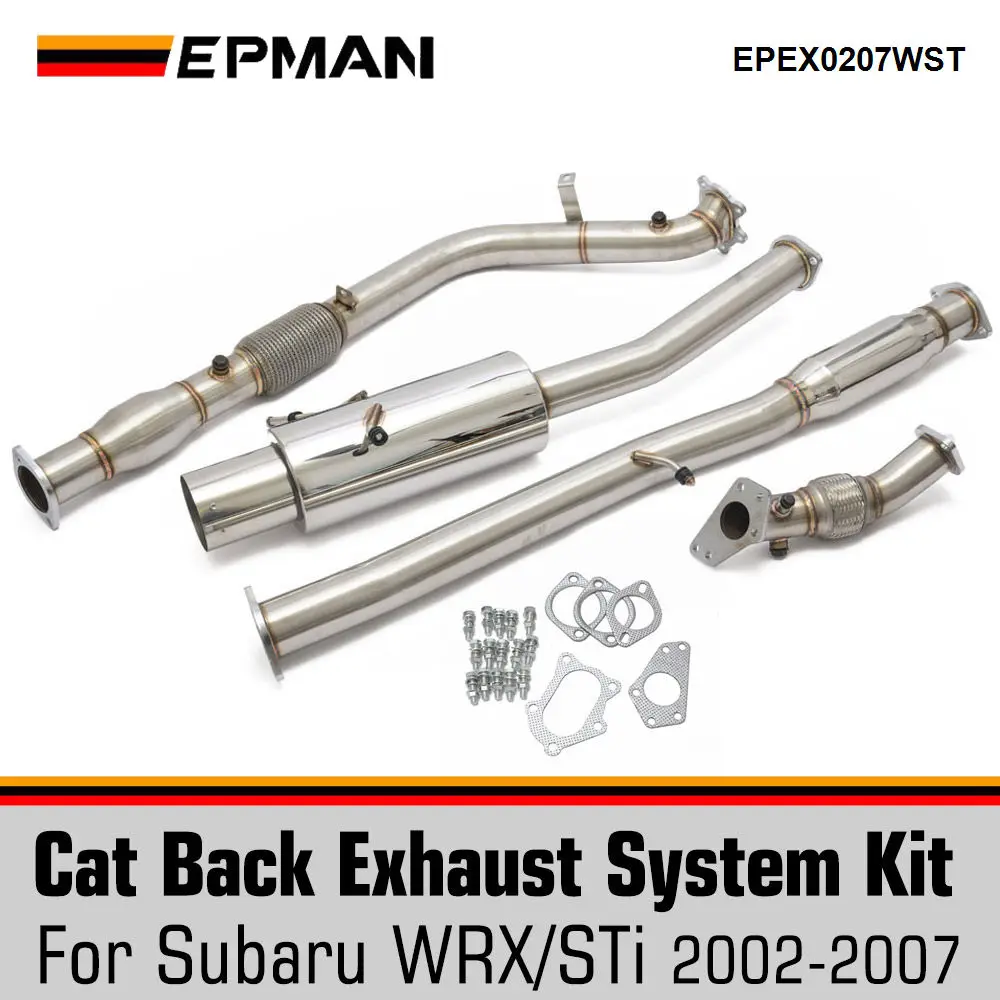 EPMAN Catback Cat Back Exhaust Pipe + Catback Exhaust + Muffler For 2002-2007 Subaru Impreza WRX STI EPEX0207WST