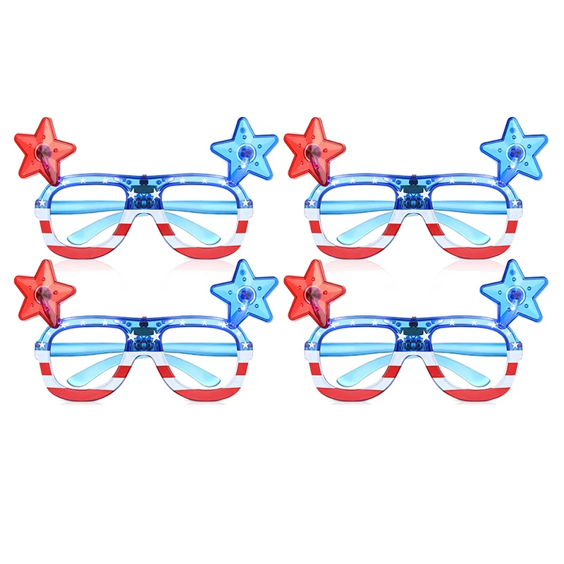 Independence Day Flashing Light up Glasses American Flag Sunglasses Frame with LED 4th of July Patriotic USA Sunglasses