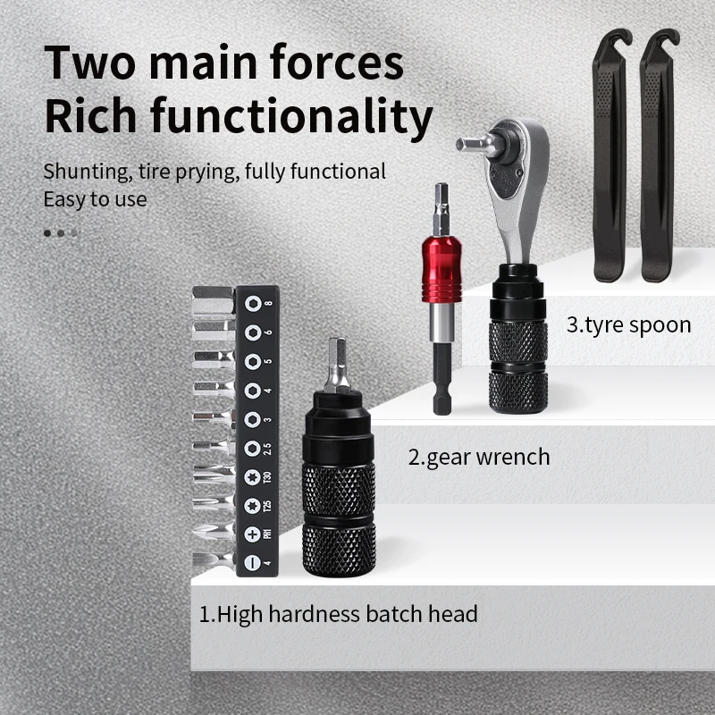 Portable Repair Tool Ratchet Wrench Set Mountain Road Bike Allen Key Spanner Tool Cycling Repair Kit Combination Ratchet Wrench