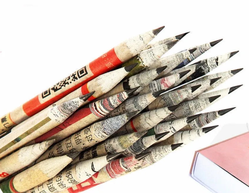 Hot Selling Logo Printing MINI Newspaper Color Pencils,Recycled newspaper assorted Color Pencils for promotion gifts