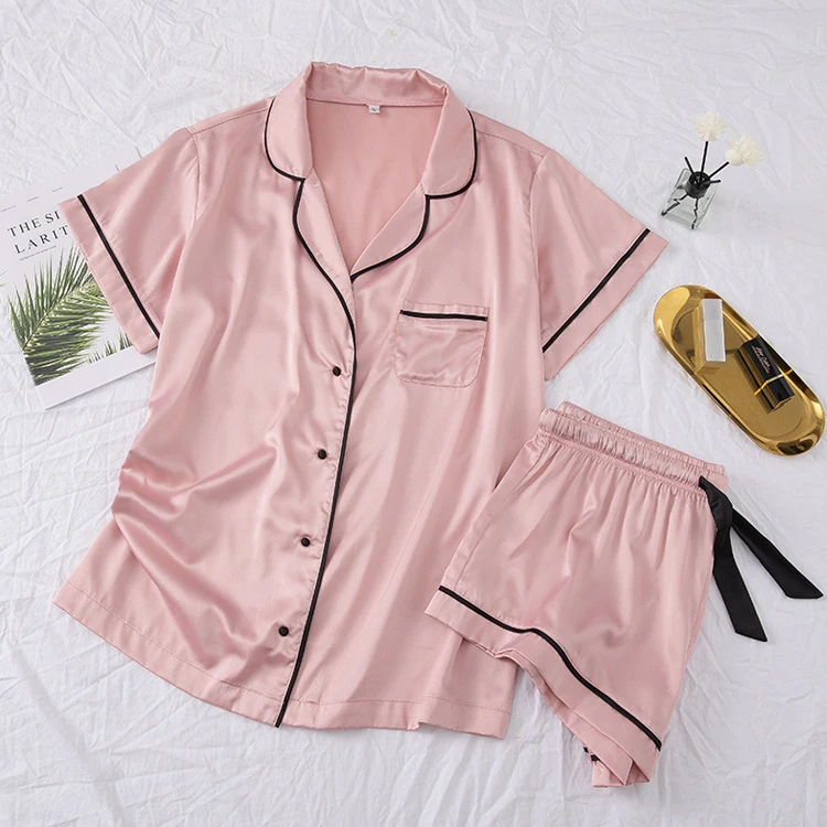 Custom Pajamas Solid Wear Kids Night Suits Sleeping Toddler Boys And Girls short Satin Silk Pyjamas Kids Sleepwear Sets