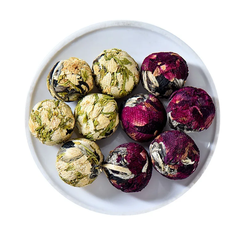 Organic Rose Jasmine White Tea Ball Handmade Flower Tea Dragon Ball Bulk Wholesale Gift Box Yunnan Organic Slimming Health Tea
