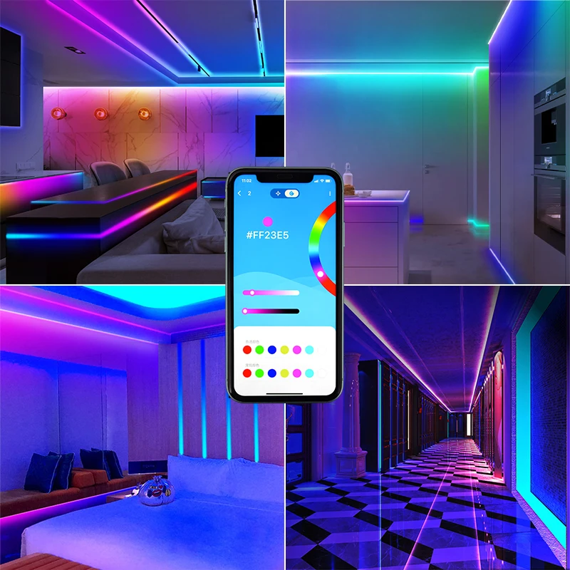 SP105E spi pixel chasing running water addressable rgbic led strip light app blue tooth controller 24v remote control