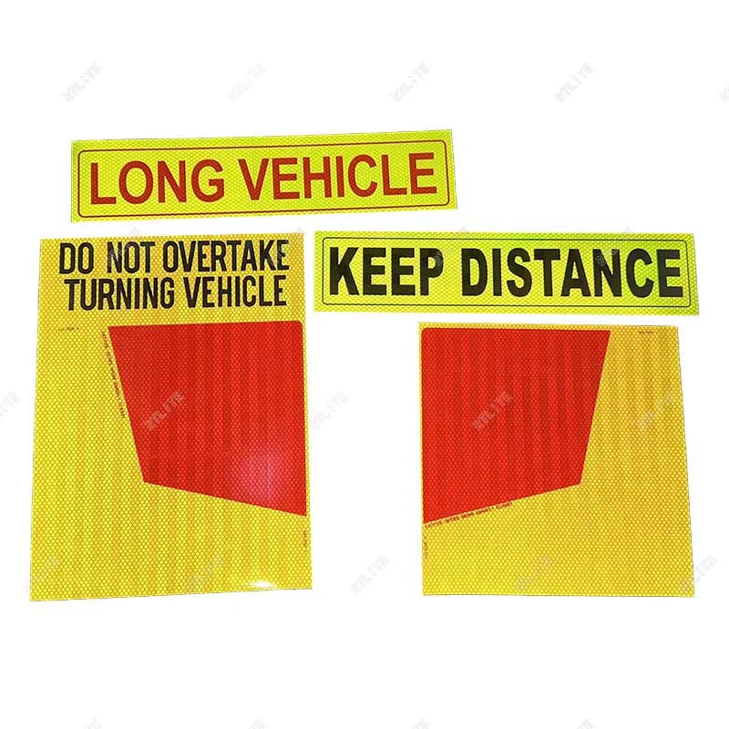 Do Not Overtake Turning Vehicle sign Reflective Rear Marker Long Vehicle load sign Reflective Sign Highly Visible