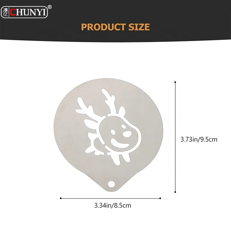 Custom Food grade stainless Steel 304 Barista Art Stencils Spray Cake Duster Templates Cake Coffee Decoration Mold