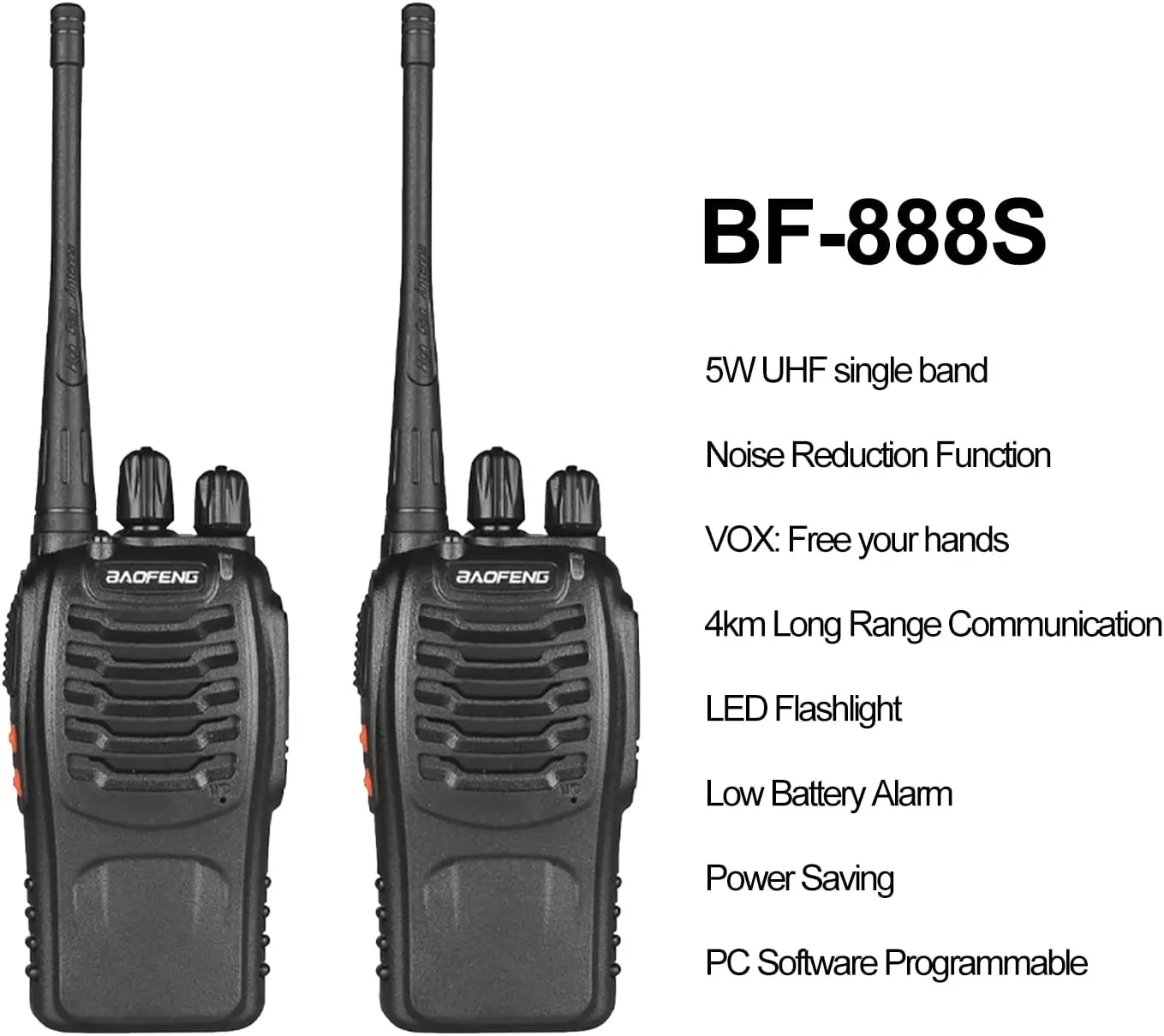 Baofeng 888S Dual Band Handheld Walkie Talkie BF-888S Transceiver 3W Output Power 400-470MHz Frequency Ran GMRS Mobile Radio