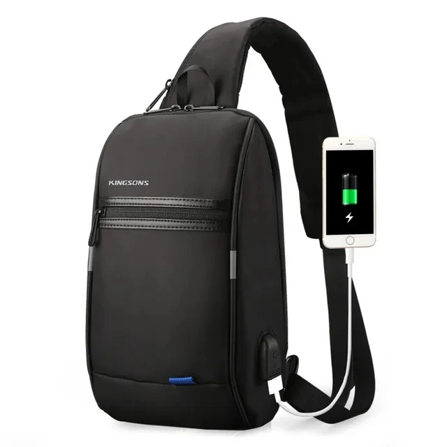 Factory Low Price Waterproof Men Shoulder Chest Crossbody Side Bag Mini Messenger Sling Bag With Usb Port
