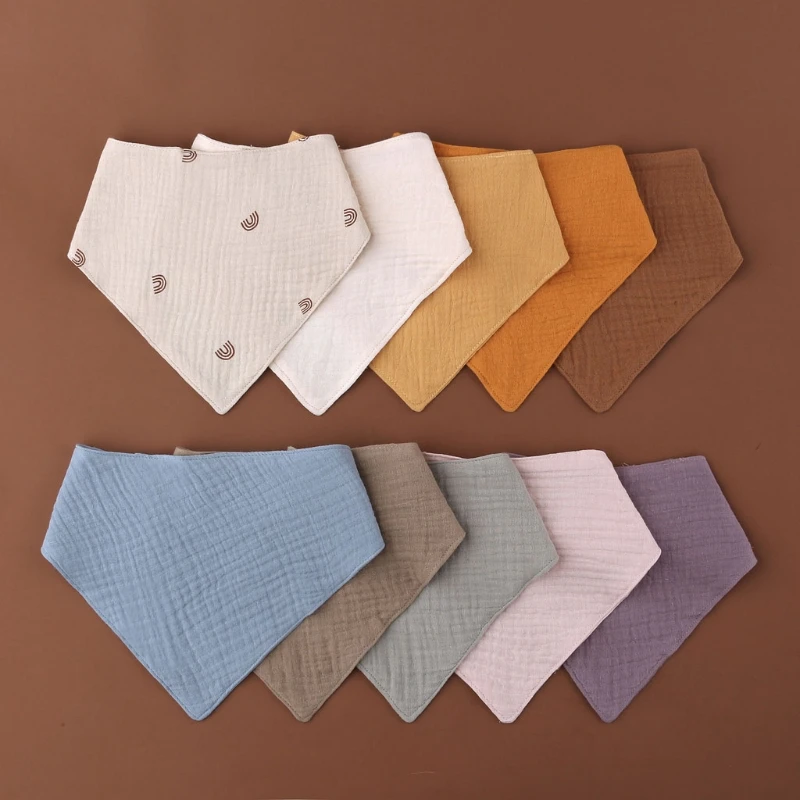 Baby Infant Cotton Bib Newborn Solid Color Triangle Scarf Feeding Saliva Towel Bandana Burp Cloth Boys Girls