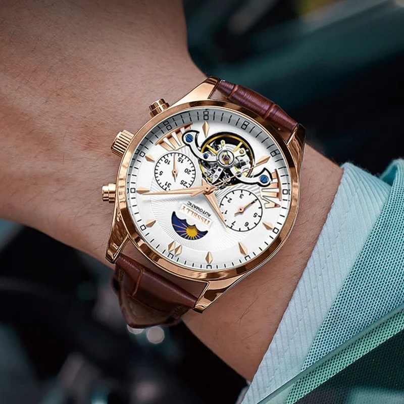 Best-selling Style Leather Band Automatic Movement Watches in Wristwatches 911