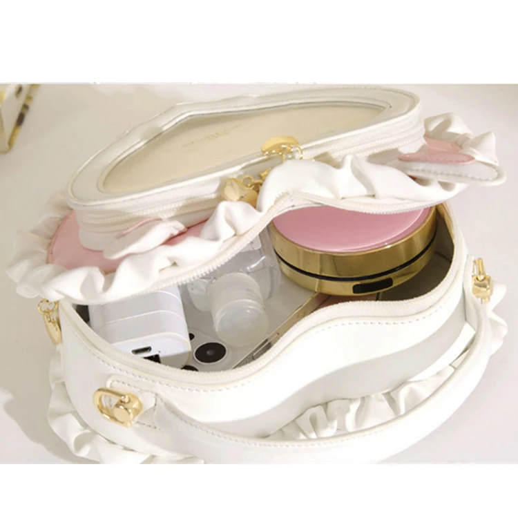 2024 New Rabbit Ears Peach Heart Bag Transparent PVC Sweet and Cute Lace ITA Bag Custom Student Shoulder ITA Bag