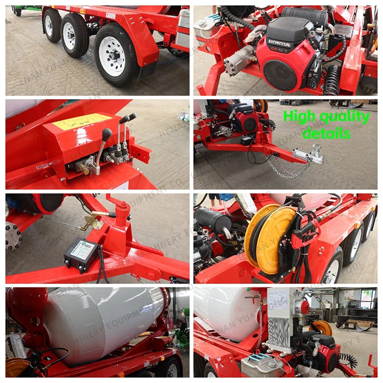 Free custom color & logo 1-3yard Trailer Cement Putty Mixture Mixer Trucks Hot Sale Portable Mini Concrete Mixing Agitator Truck