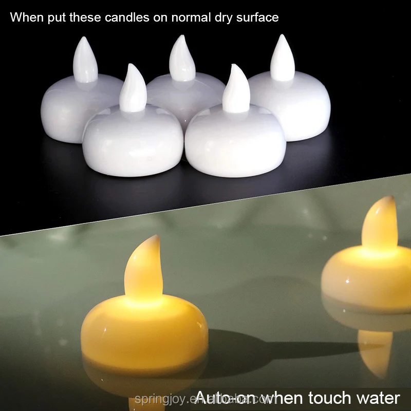Flickering Waterproof Water Activated LED Tea Lights 4Cm Floating Candles Water Touch Battery Flameless Floating Candles