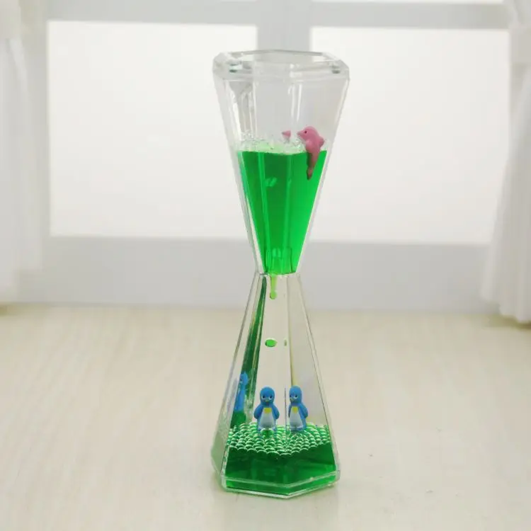2023 Small Unique Reverse Flowing Liquid Oil Hourglass Timer Anxiety Stress Relief Toys