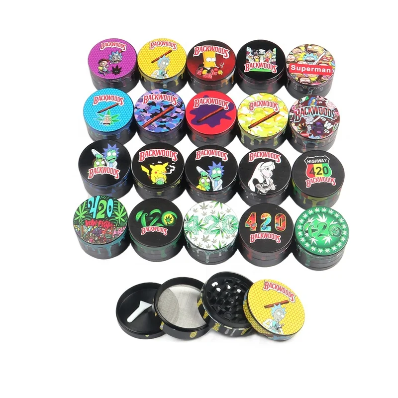 new design 50mm tobacco backwoods cartoon grinder custom zinc alloy backwoods cartoon grinder