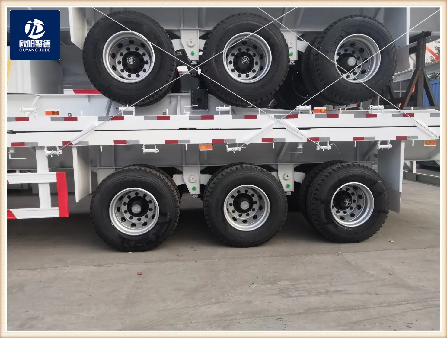  OYJD export market new sky blue flatbed semitrailer with 8 twist locks use marble landscape stone steel pipe transport on