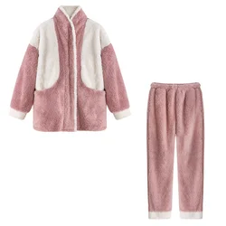 Factory Price Pajamas Sleepwear Modern Ladies Winter Sleepwear Plus Size Comfortable Sleep Coat And Pants Set