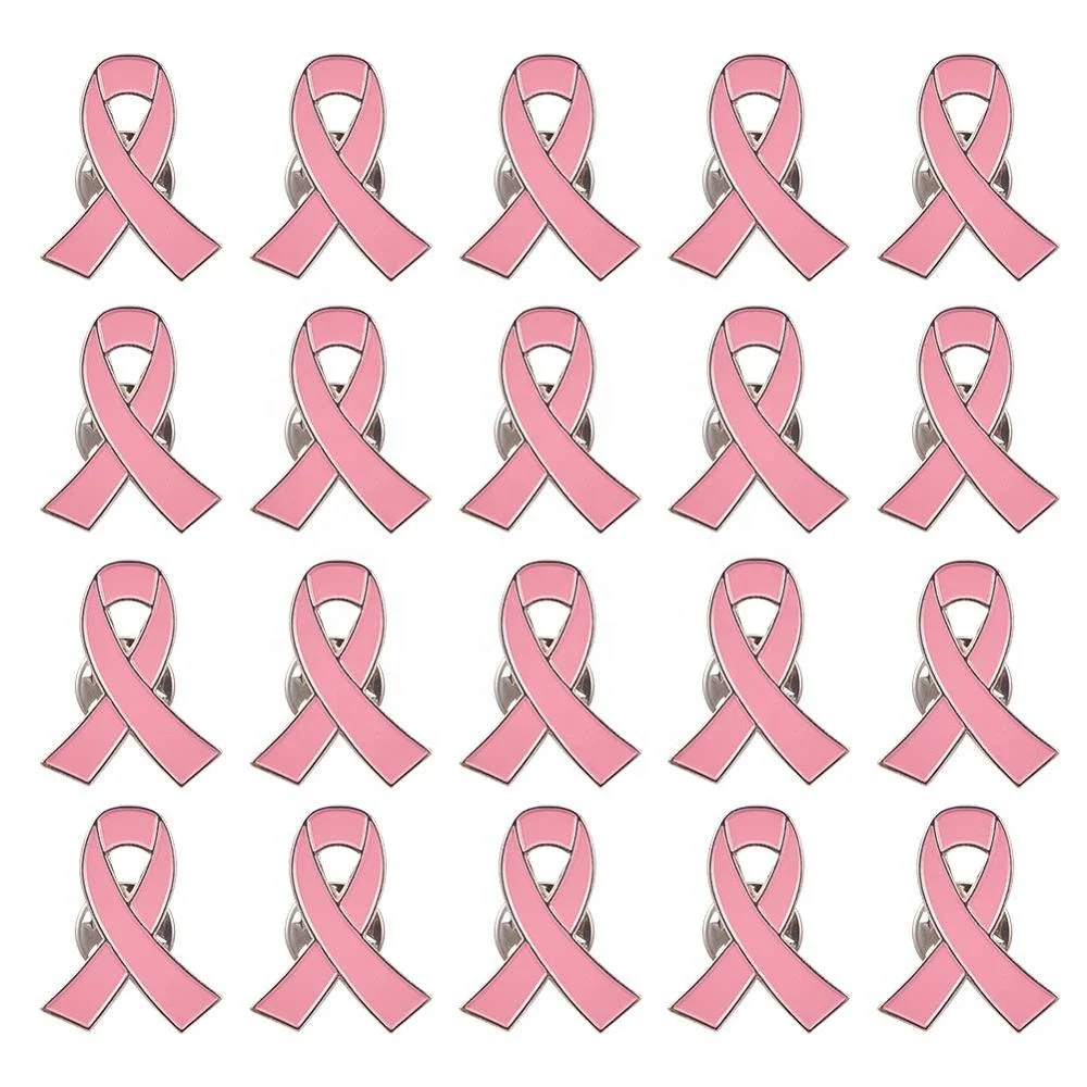 Wholesale Cheap in Stock Breast Cancer Awareness Ribbon Metal Lapel