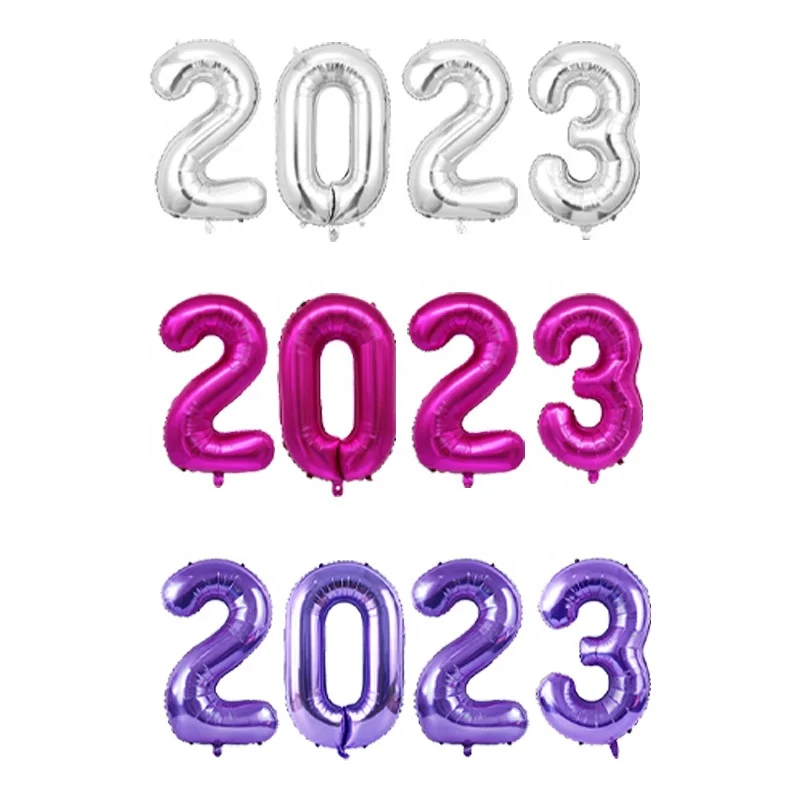 4 шт. 40-дюймовые 2024 фольгированные шары с цифрами 2023 новым