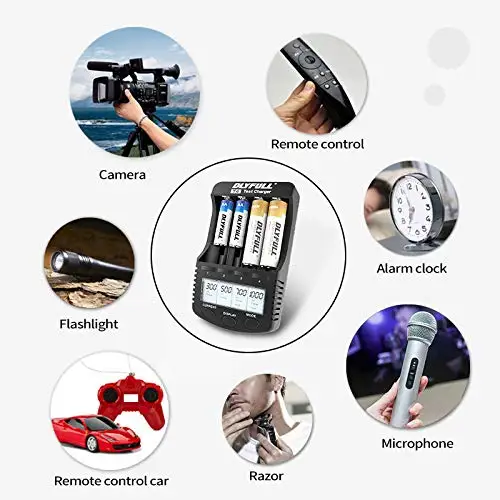 DLYFULL T4 18650 Battery Charger LCD Smart battery Charger  for 1.2V AA AAA AAAA C 3.7V 26650 14500 16340 18350 18500 10440