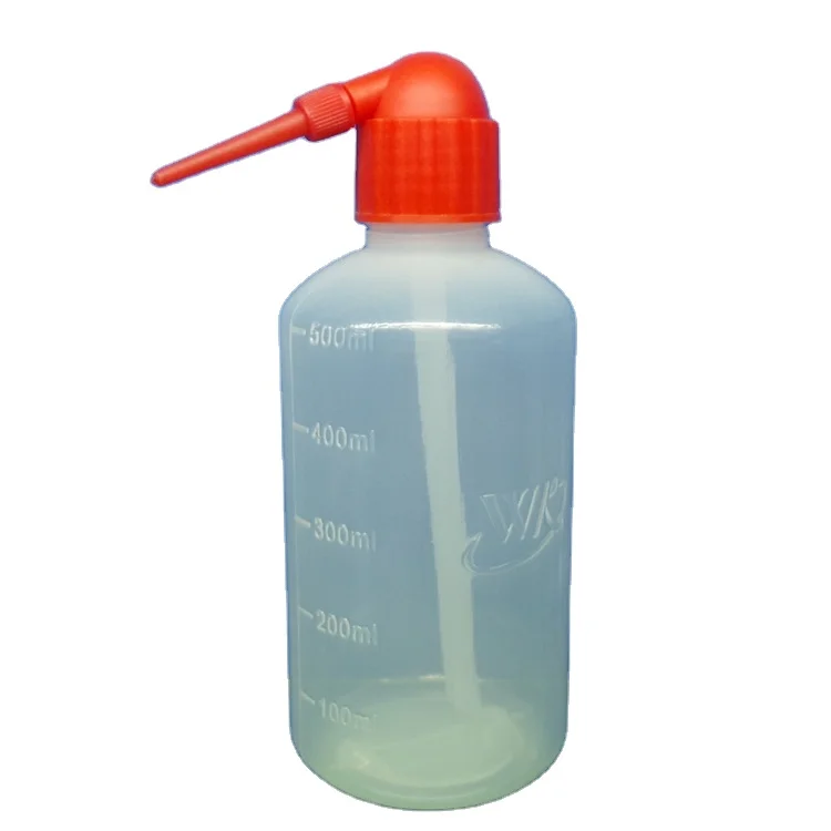 500ml/250ml LDPE red oblique nozzle bottle white curved tip bottle Washing bottle