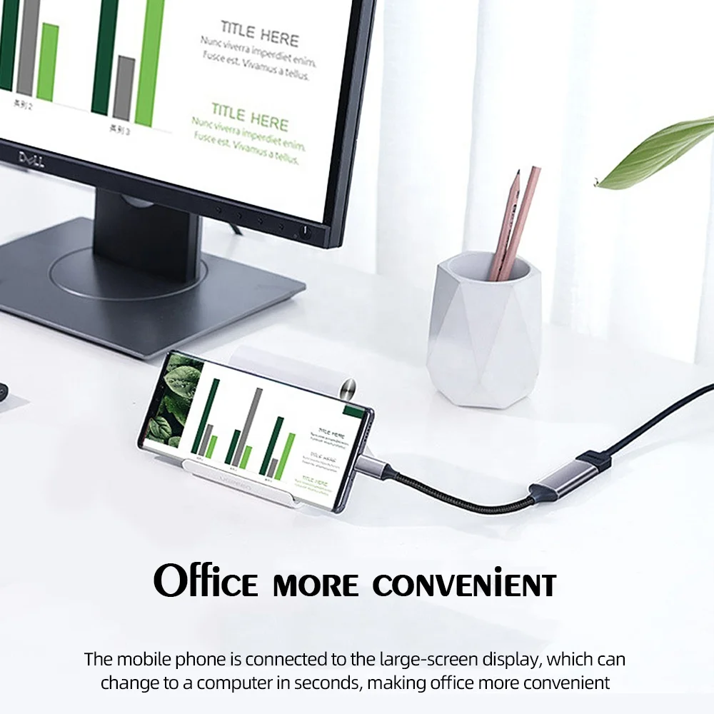 USB-C to D-Sub HD Video Adapter 1080P@60Hz for Type C Cell Phone Tablet Laptop Vga DB15P Short Cable Converter