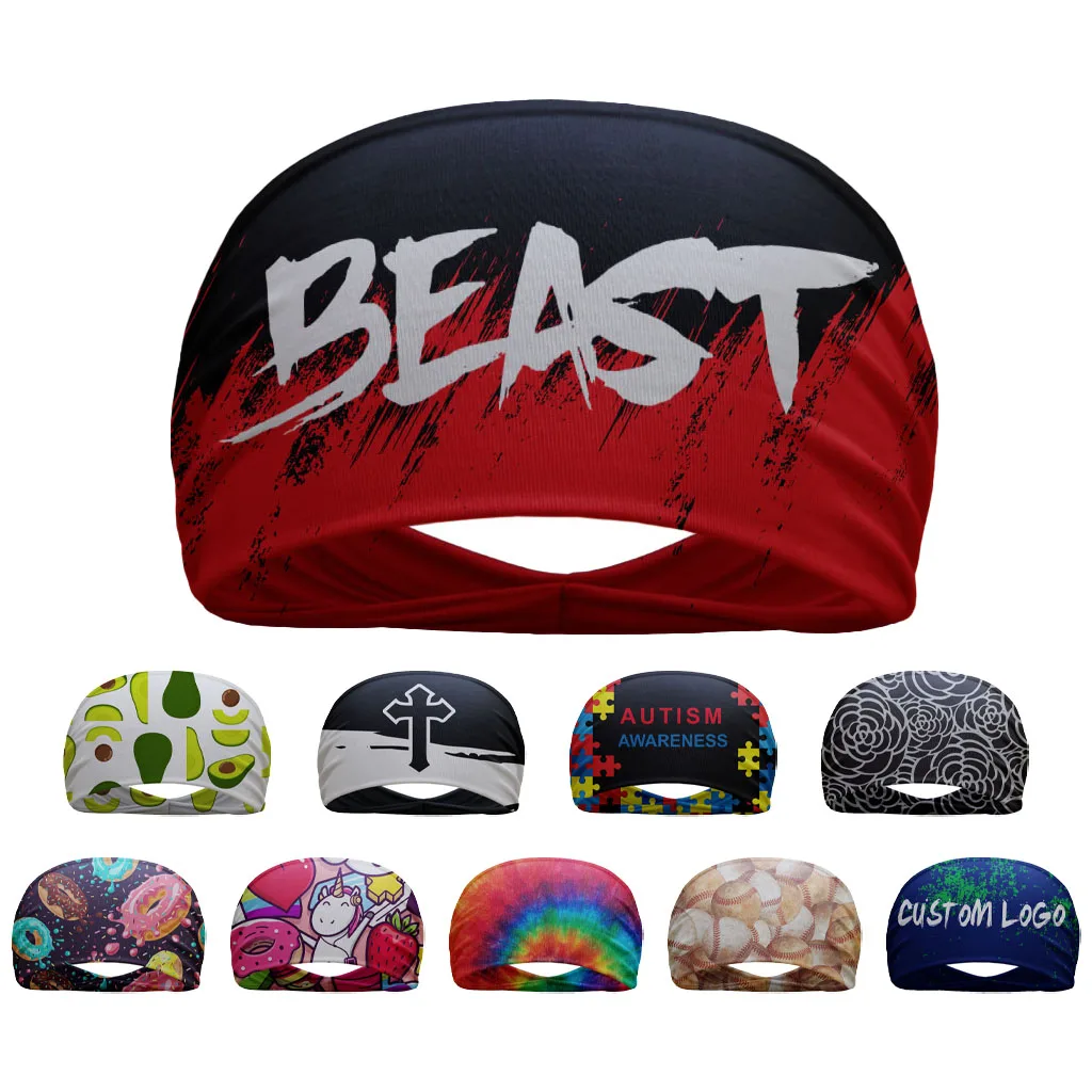 PURE Custom Solid Flag Sports Headbands Wholesale Baseball Football Running Workout Sweatband Hair Headbands Women Men