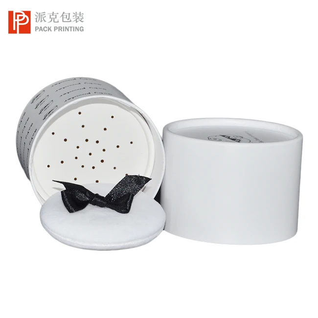 Biodegradable Cosmetic Product Paperboard Loose Powder Tube Box Packaging with Powder Puff