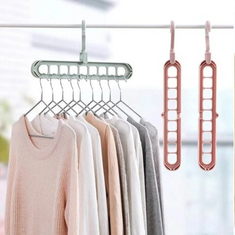 9-hole Clothes hanger organizer Space Saving Hanger multi-function folding magic hangers drying Racks Scarf clothes Storage