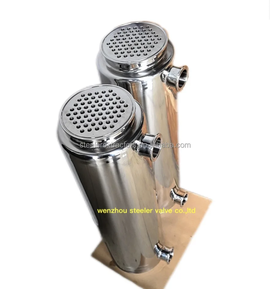 Stainless Steel Inline Chiller Tri Clamp Condenser Heat Exchanger Dephlegmator Jacket Condensers with small inside tube