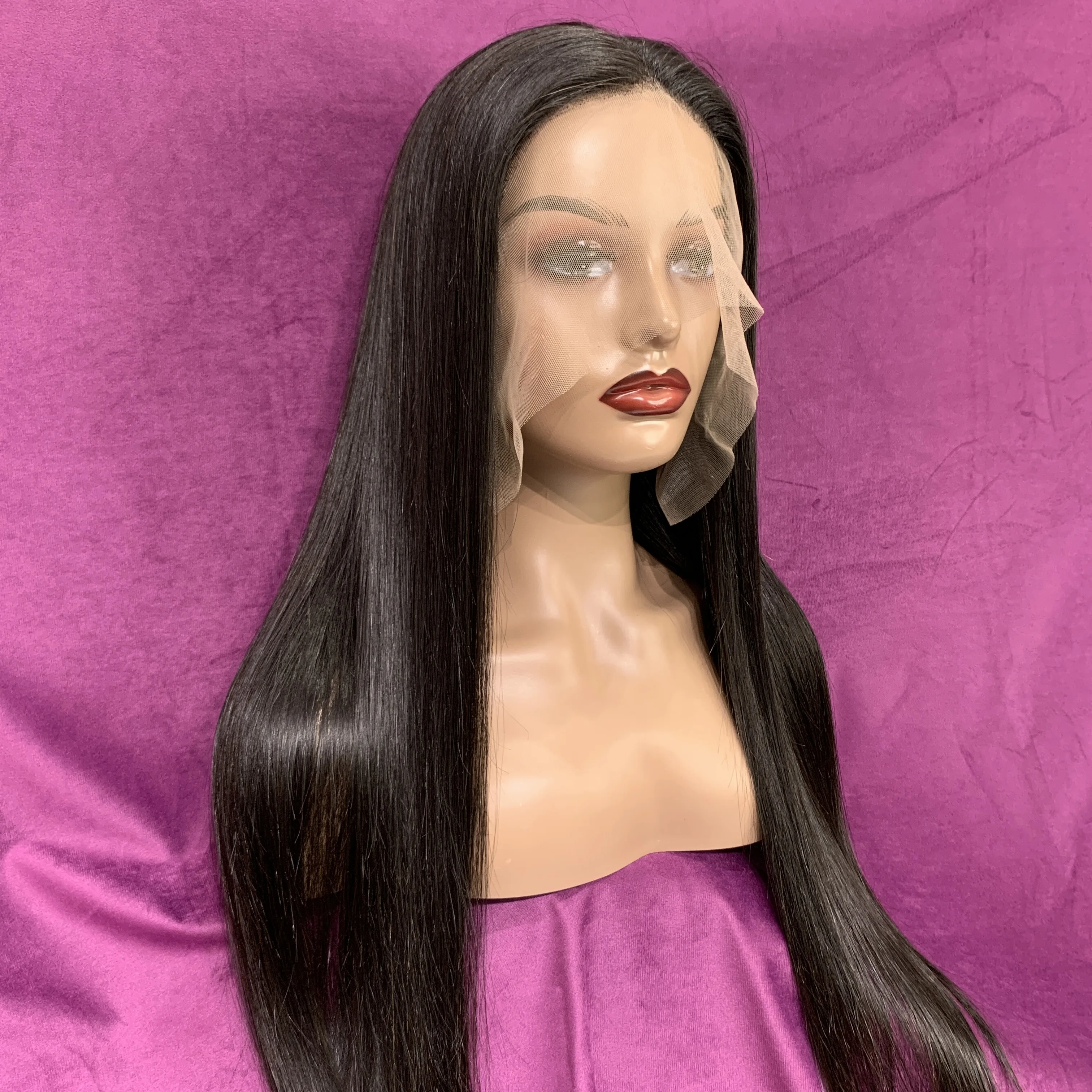 Pre-Plucked 30 Inch Brazilian Straight Human Hair Lace Front Wig Raw Virgin Natural Look Frontal Wigs for Black Women