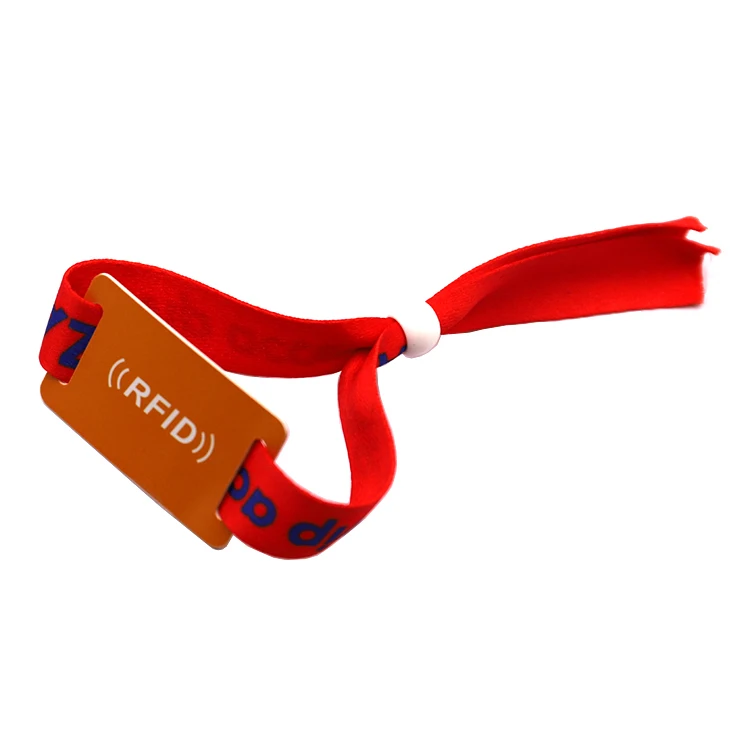 Custom waterproof adjustable woven reusable nfc smart wrist band with micro chip for swimming pool rfid wristband tag