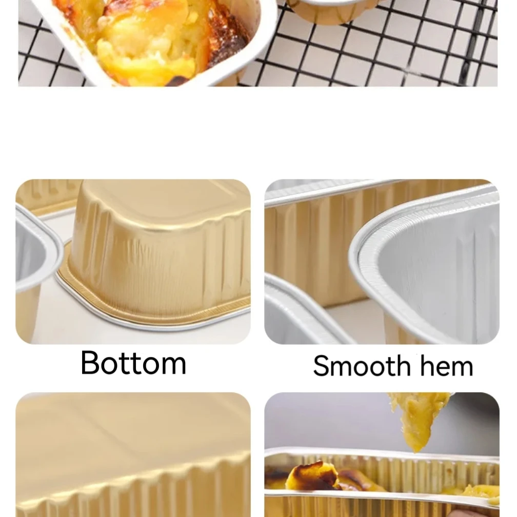 Aluminum foil paper cup rectangle for air fryer accessories mini loaf pans with lids for wedding birthday party