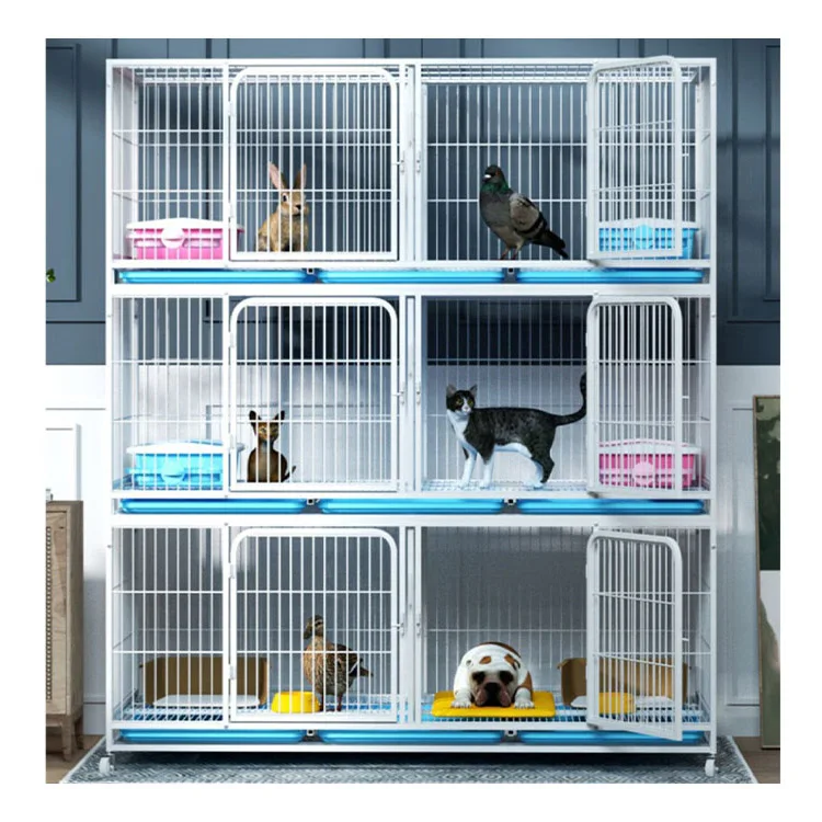 Wholesale 3 Layer 6 Door Cat Breeding Welded Wire Mesh Large Small Pet Cage Cat Animal For Pet Store