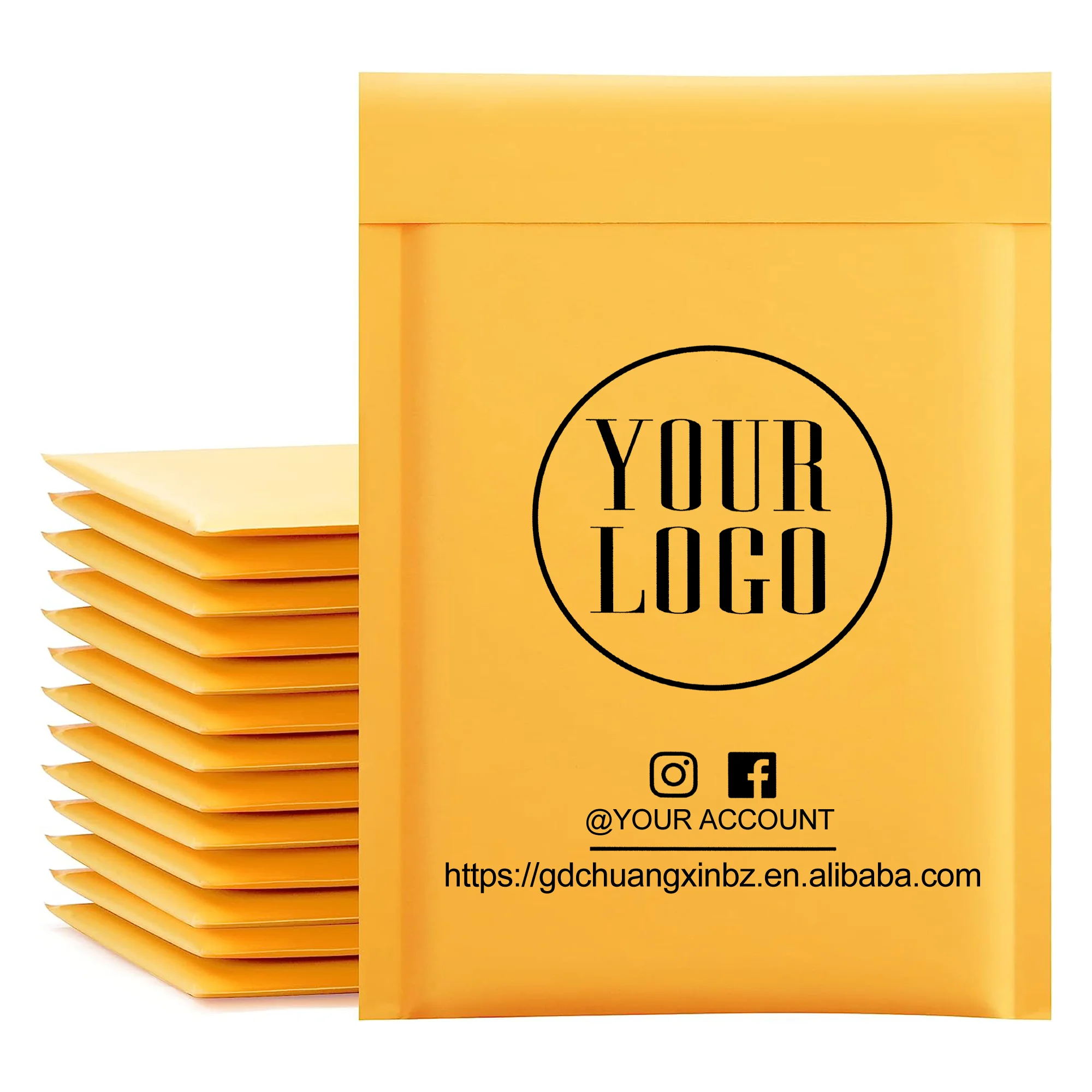 GDCX Custom Yellow Ecofriendly Shipping Envelopes High Quality Padded Bubble 4x8 6x9 10x15 Package Bag Kraft Bubble Mailer