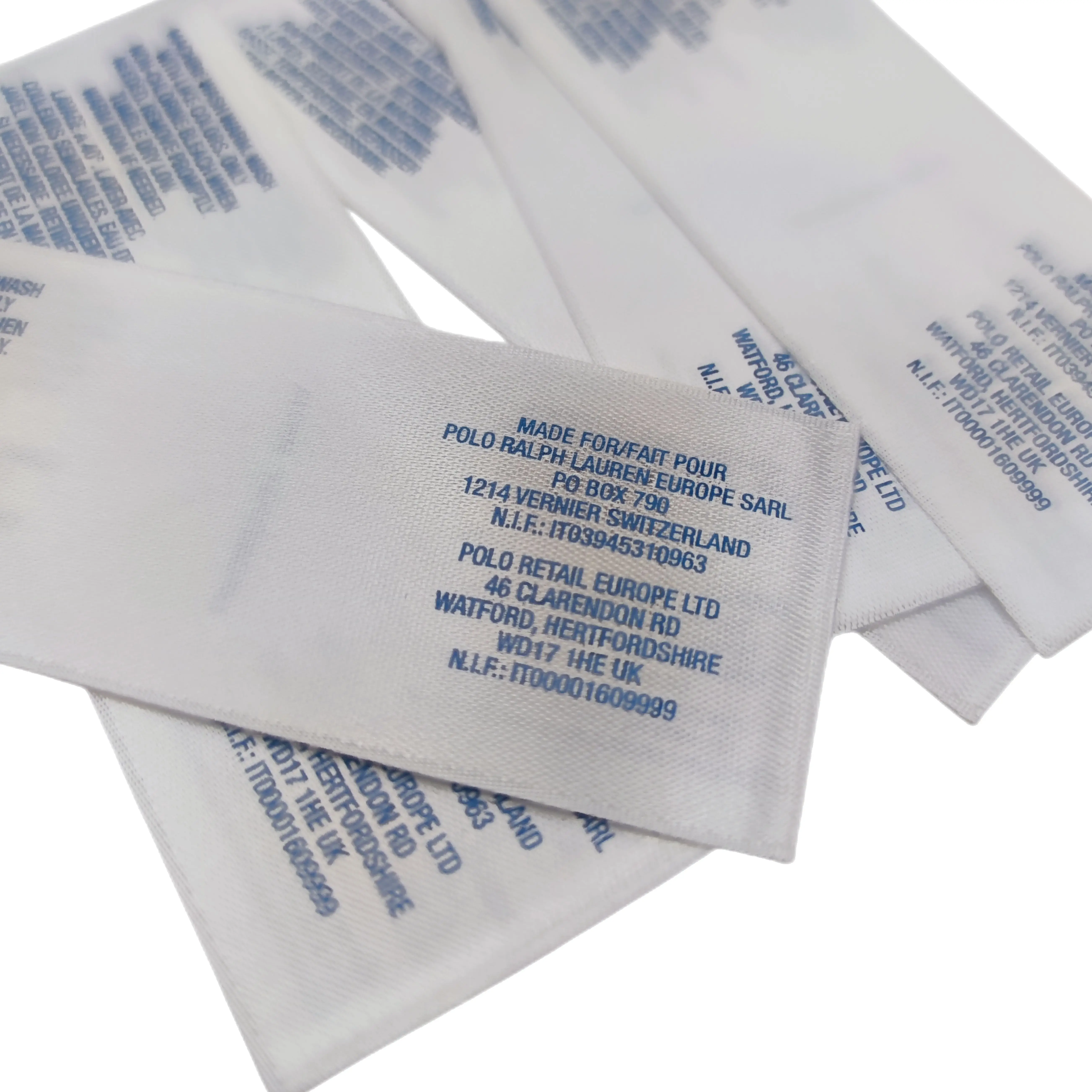 Center Fold Double Side Logo Print  Fabric Wash Care Label Maker For Clothing