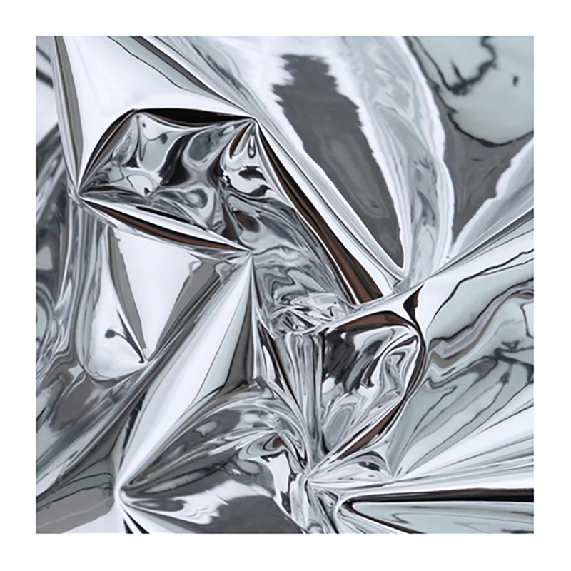 Single-sided silver mirror TPU reflective film fabric Fluorescent waterproof creative soft mirror designer clothing fabric