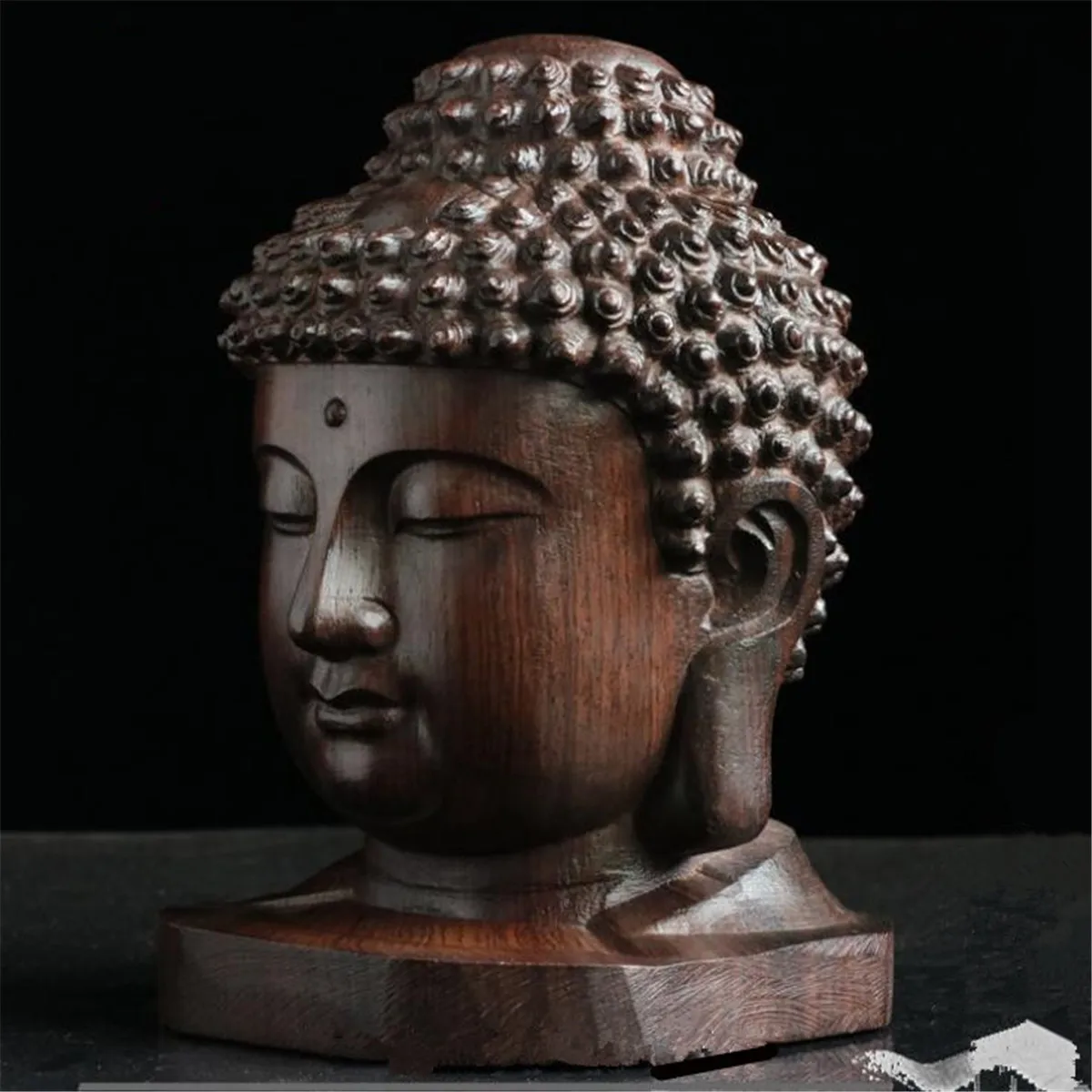 factory 6cm buddh Sculpture Wood Sakyamuni Tathagata Figurine Mahogany India buddh Head sculpture Crafts Decorative Ornament