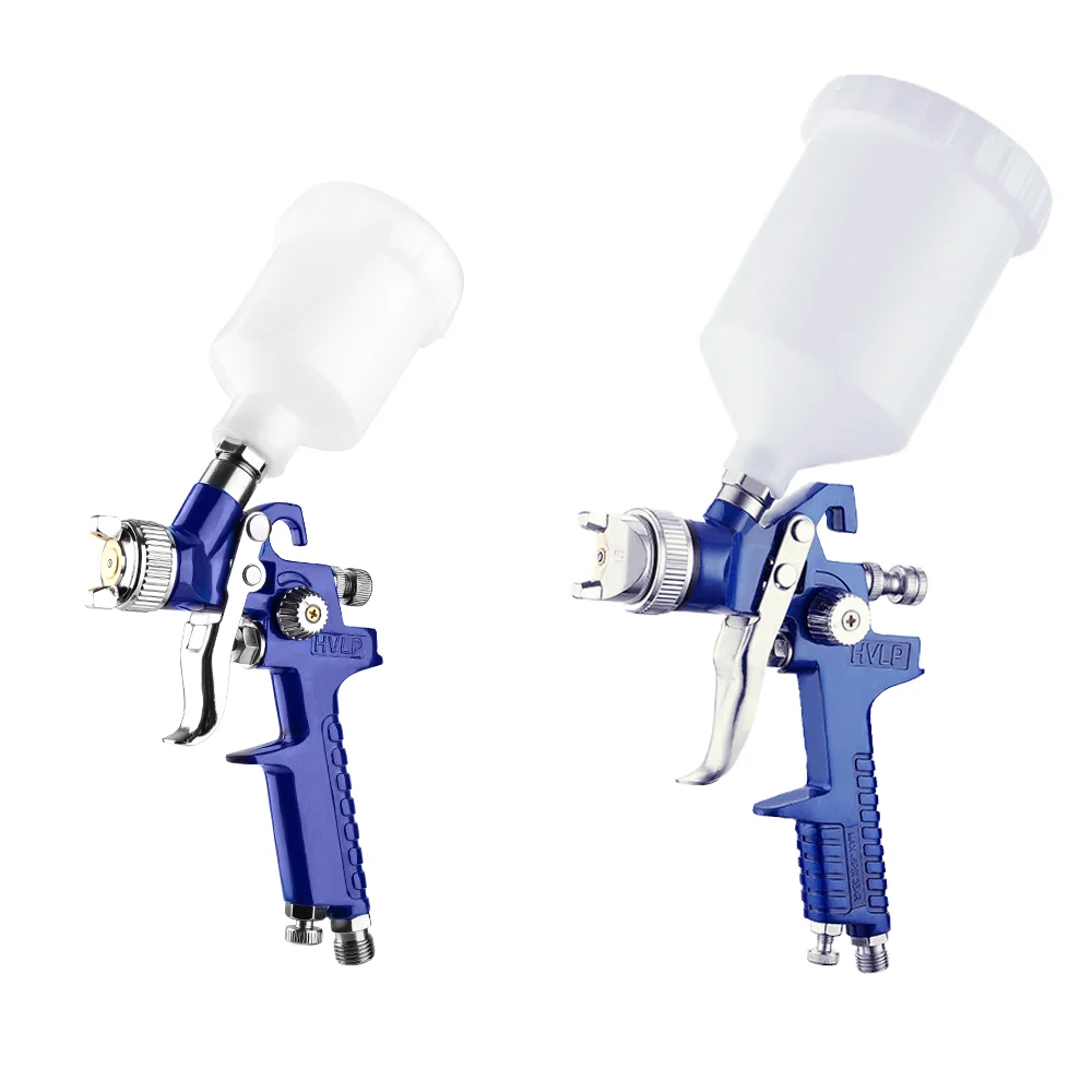 Professional Type HVLP H-827+H-2000 Two Blue Spray Guns With 0.8mm/1.4mm Nozzle Air Paint Spray Gun Car Repainting Paint Tools.