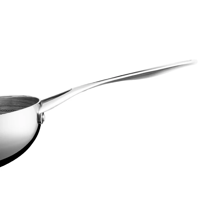 Factory Sales 3ply 28cm 304 Stainless Steel Cookware Wok Pan Nonstick Kitchenware Chinese Cooking Wok