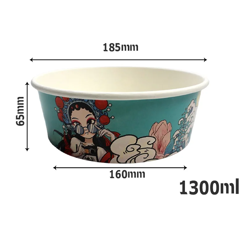 Eco-friendly disposable paper food container paper hot soup 650ml bowl with custom logo printing