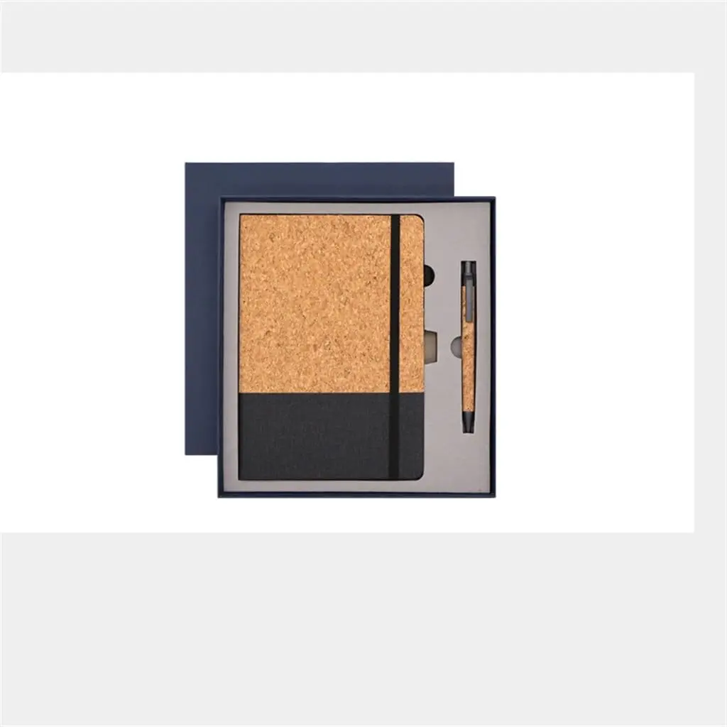 Hot Sale A5 Cork Wood cover Custom Business Office Diary Journal Pu Leather Notebook With Pen