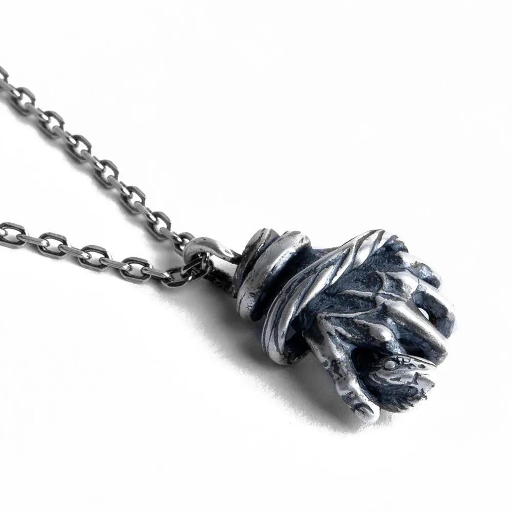 925 sterling silver punk gothic snake hand necklace pendant