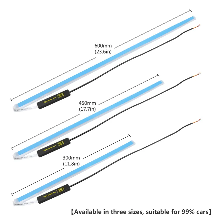 35cm 45cm 60cm car LED lamp ultra-thin light guide strip dual color light white yellow day time running light