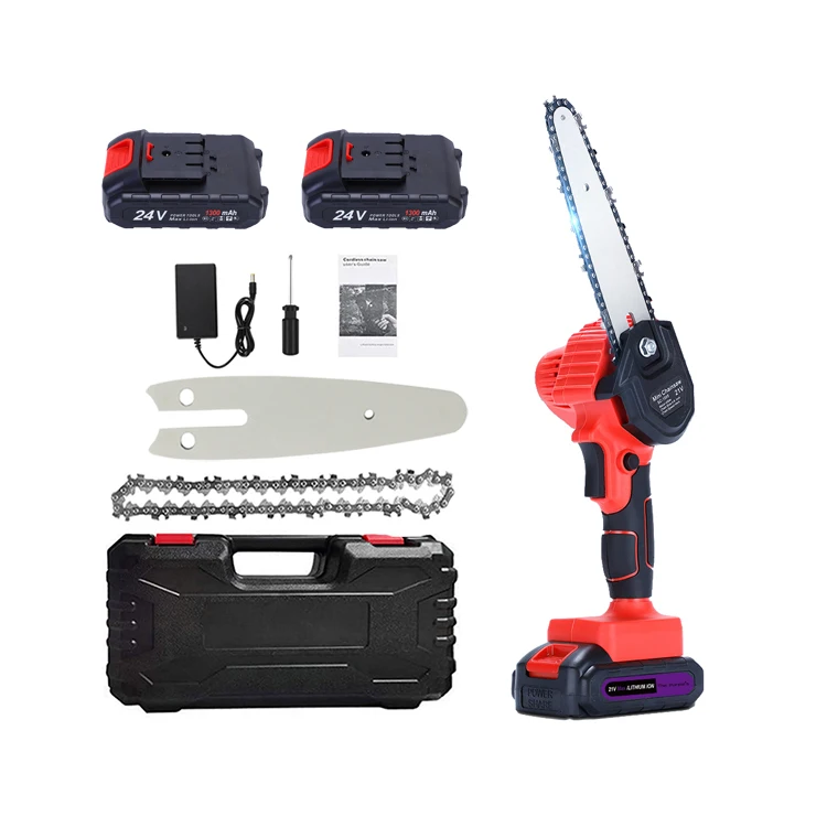 Мини-бензопила 6 дюймов 24 В, портативная аккумуляторная цепная пила, электрические ножницы для обрезки во дворе