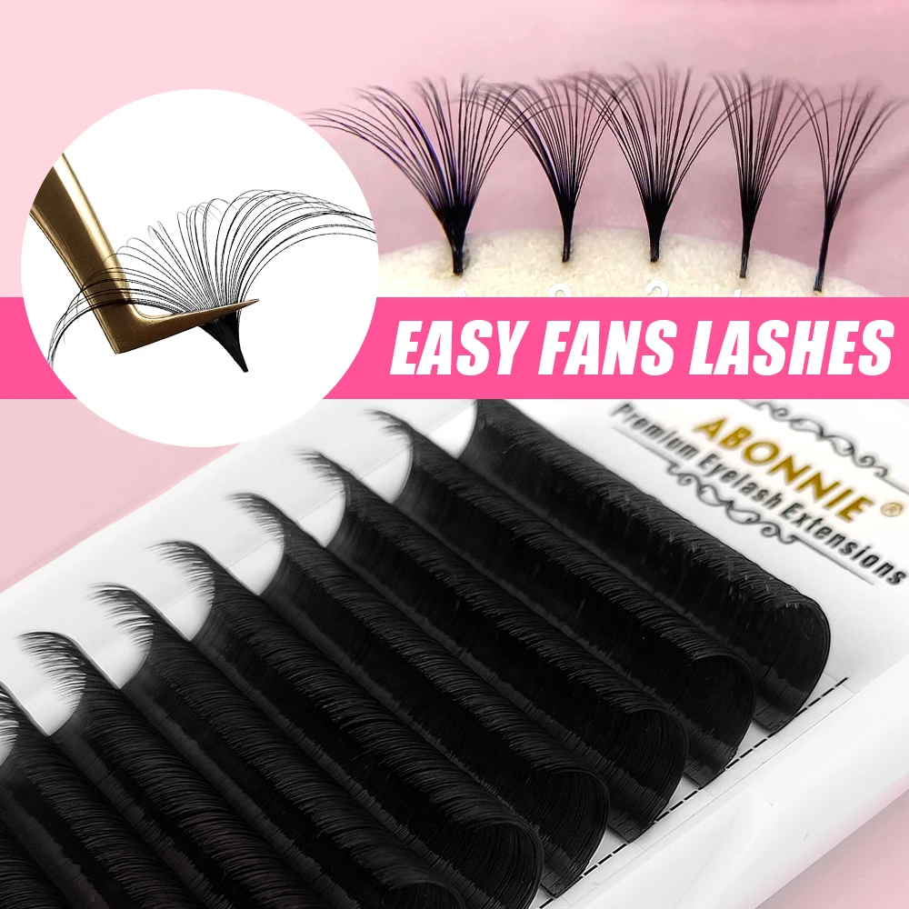 Abonnie 0.03 0.05 0.07 Faux Mink Eyelash Extension Easy Fanning C CC D DD L M Curl Easy Fan Blooming Lash Extension