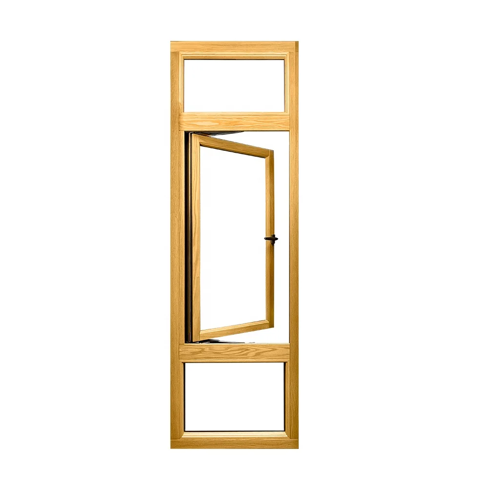 Custom Wood Window Frames OAK Primary Color Solid Wood Casement Windows Aluminum Tilt And Turn Windows With Hidden Screen