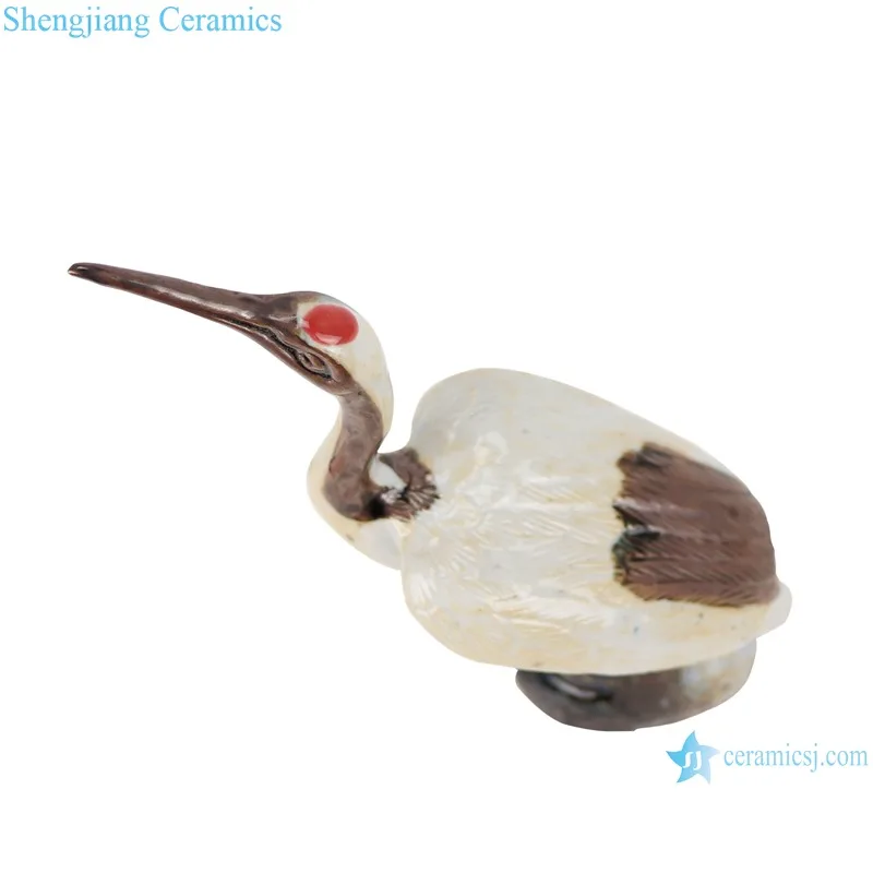 RZSM01-B Colorful glaze kiln changed glaze carving sculpture single feather crane