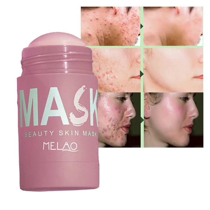 MELAO Custom Oil Control Anti Acne Cleansing Facial Pink Clay Mud Mask Solid Green Tea Mask Stick