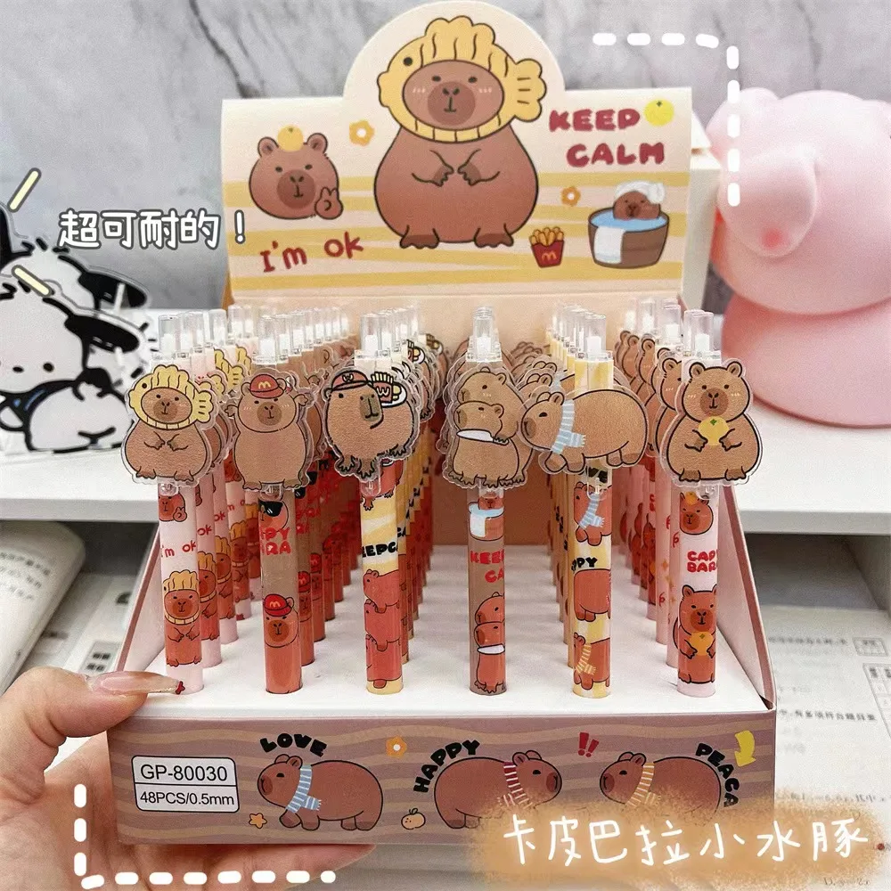 Cartoon Capybara Gel Pen 0.5mm Black Ink Signature Pen Ballpoint Pen School Office Stationery Kids Gift