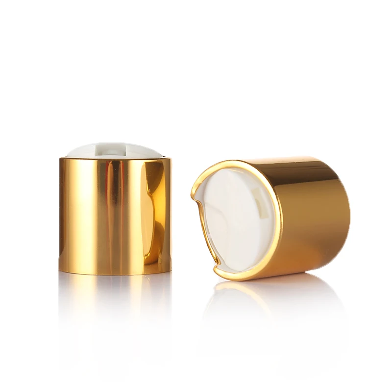 Cosmetics aluminium shampoo bottle cap plastic disc top cap for shampoo bottle